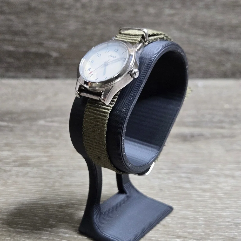 Timex T2N508 Women's Watch White Dial Olive Nylon Strap Quartz WR30M Tested